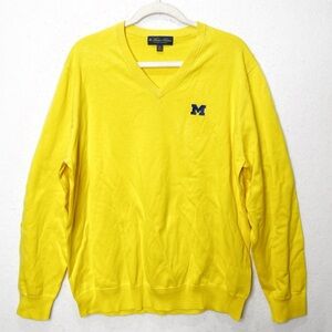 Brooks Brothers Men’s University of Michigan Maize V Neck Supima Cotton Sweater